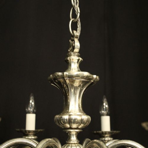 FRENCH SILVER GILDED BRASS 8 LIGHT CHANDELIER - ADDITIONAL PHOTO 7