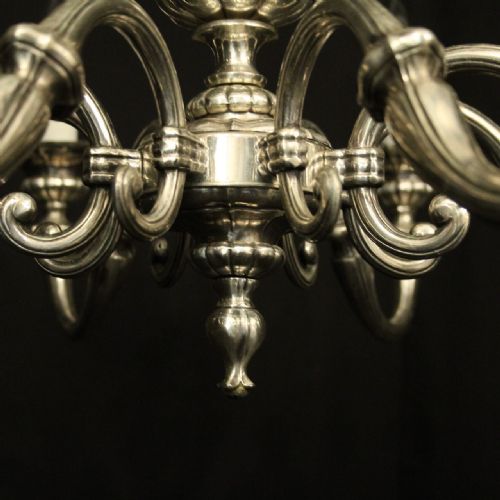 FRENCH SILVER GILDED BRASS 8 LIGHT CHANDELIER - ADDITIONAL PHOTO 8
