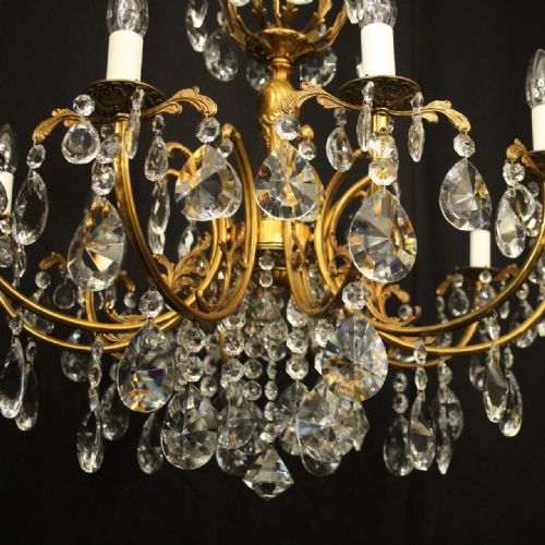 FRENCH GILDED 10 LIGHT ANTIQUE CHANDELIER - ADDITIONAL PHOTO 3