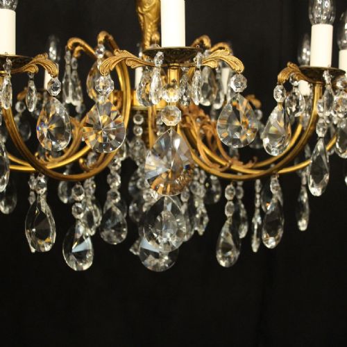 FRENCH GILDED 10 LIGHT ANTIQUE CHANDELIER - ADDITIONAL PHOTO 4