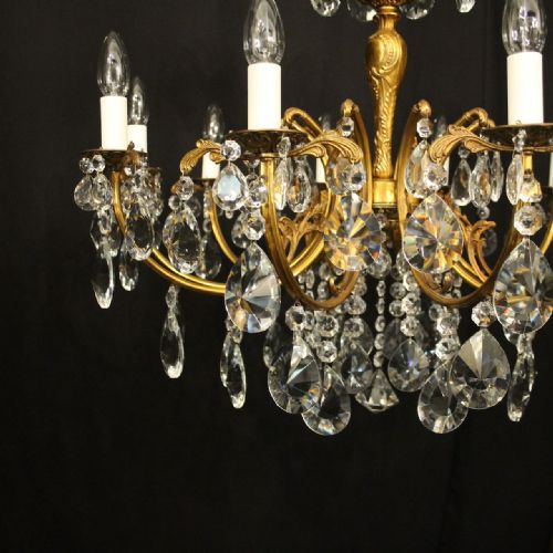 FRENCH GILDED 10 LIGHT ANTIQUE CHANDELIER - ADDITIONAL PHOTO 5