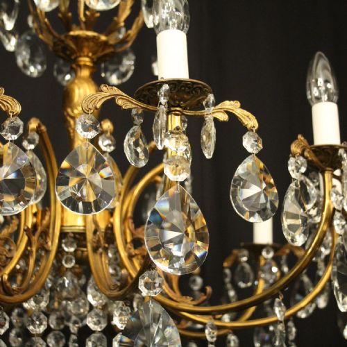 FRENCH GILDED 10 LIGHT ANTIQUE CHANDELIER - ADDITIONAL PHOTO 6