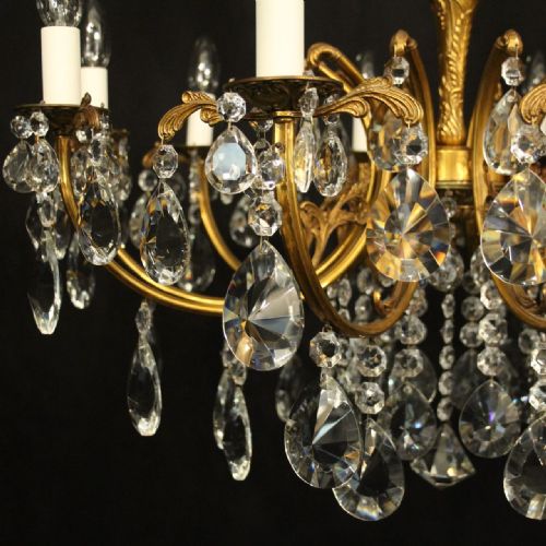 FRENCH GILDED 10 LIGHT ANTIQUE CHANDELIER - ADDITIONAL PHOTO 7