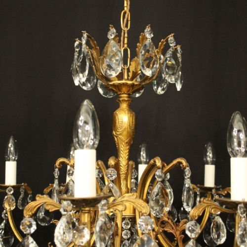 FRENCH GILDED 10 LIGHT ANTIQUE CHANDELIER - ADDITIONAL PHOTO 8