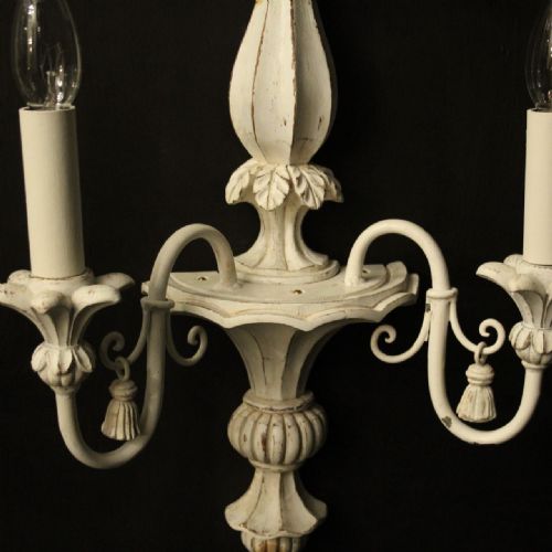 FRENCH POLYCHROME PAIR OF TWIN ARM WALL LIGHTS - ADDITIONAL PHOTO 2