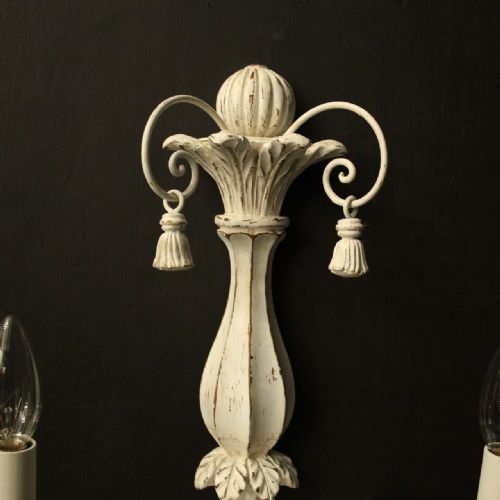 FRENCH POLYCHROME PAIR OF TWIN ARM WALL LIGHTS - ADDITIONAL PHOTO 4