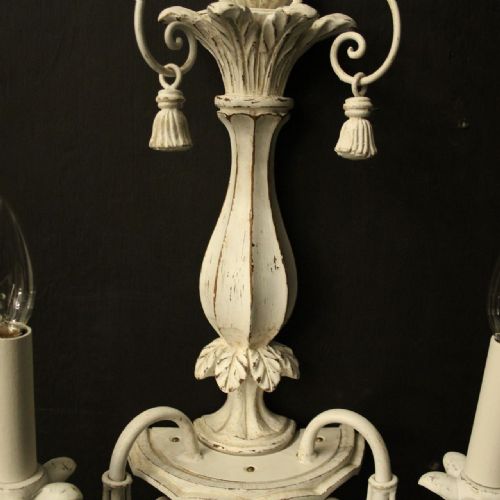 FRENCH POLYCHROME PAIR OF TWIN ARM WALL LIGHTS - ADDITIONAL PHOTO 5