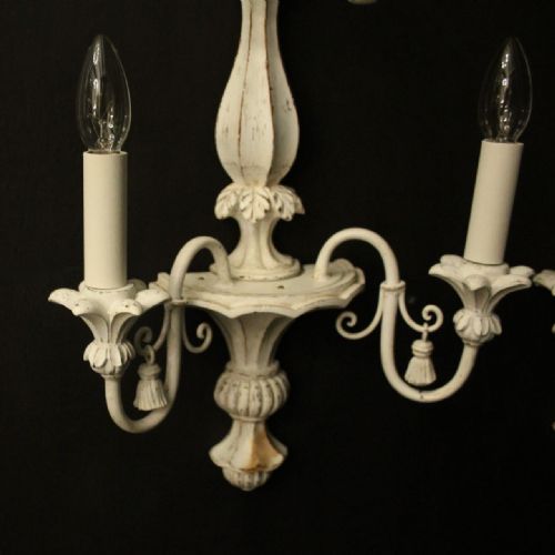 FRENCH POLYCHROME PAIR OF TWIN ARM WALL LIGHTS - ADDITIONAL PHOTO 6