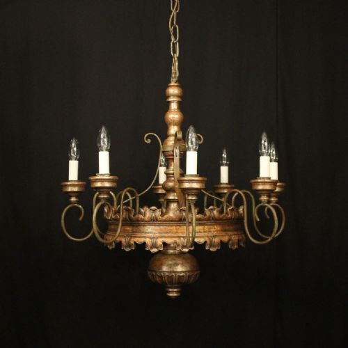 florentine giltwood 8 light antique chandelier - CATEGORY: ANTIQUE LIGHTING - DATED 1920