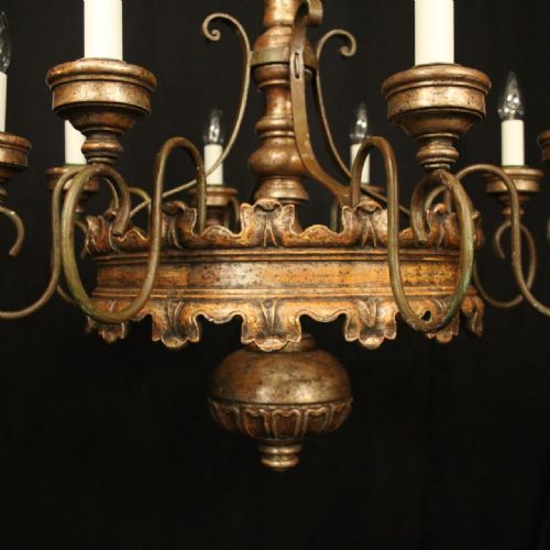 FLORENTINE GILTWOOD 8 LIGHT ANTIQUE CHANDELIER - ADDITIONAL PHOTO 1