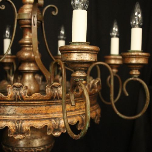 FLORENTINE GILTWOOD 8 LIGHT ANTIQUE CHANDELIER - ADDITIONAL PHOTO 2