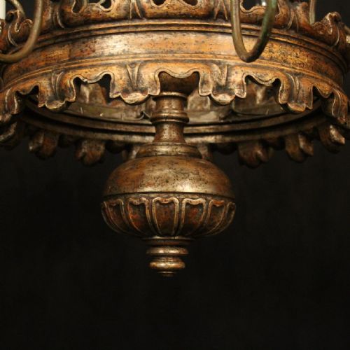 FLORENTINE GILTWOOD 8 LIGHT ANTIQUE CHANDELIER - ADDITIONAL PHOTO 4