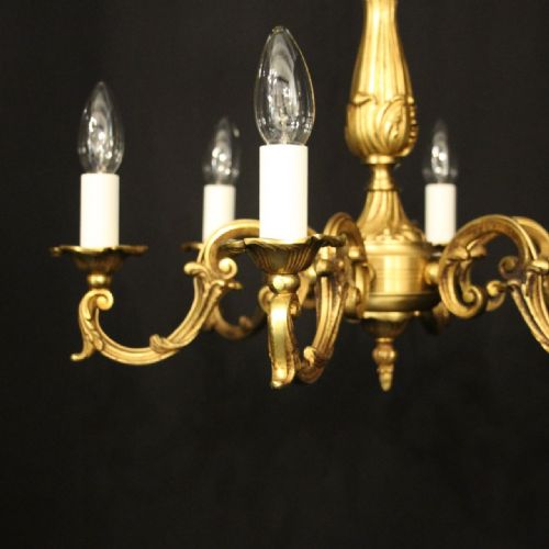 FRENCH GILDED BRASS 6 LIGHT CHANDELIER - ADDITIONAL PHOTO 6