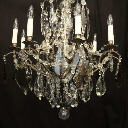 ENGLISH SILVER GILDED BRONZE CRYSTAL 15 LIGHT ANTIQUE CHANDELIER - ADDITIONAL PHOTO 3