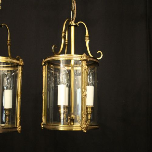 FRENCH PAIR OF GILDED CONVEX ANTIQUE LANTERNS - ADDITIONAL PHOTO 1