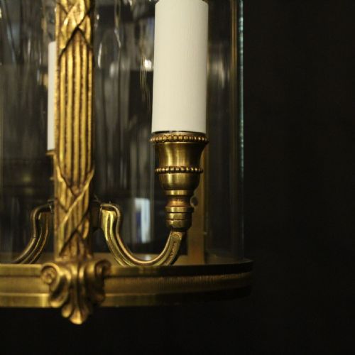 FRENCH PAIR OF GILDED CONVEX ANTIQUE LANTERNS - ADDITIONAL PHOTO 7