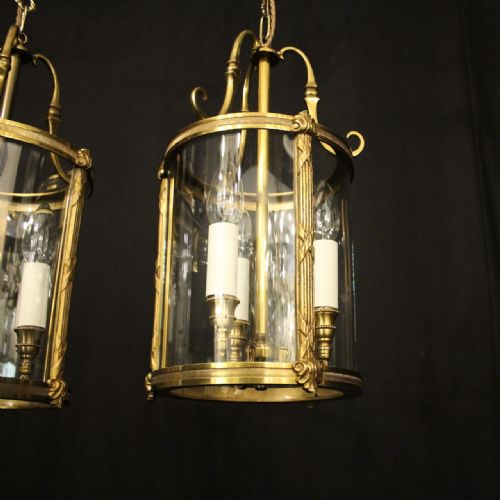FRENCH PAIR OF GILDED CONVEX ANTIQUE LANTERNS - ADDITIONAL PHOTO 8