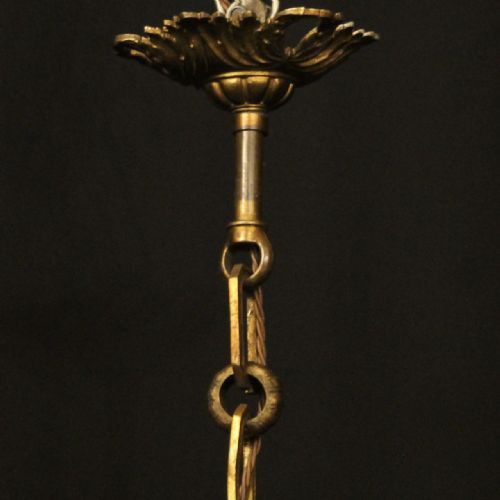 FRENCH GILDED BRONZE 6 LIGHT ANTIQUE CHANDELIER - ADDITIONAL PHOTO 9
