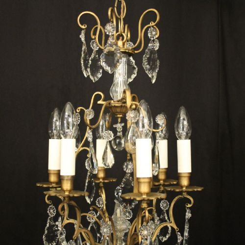 FRENCH GILDED BIRDCAGE 6 LIGHT ANTIQUE CHANDELIER - ADDITIONAL PHOTO 1