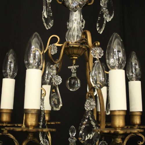 FRENCH GILDED BIRDCAGE 6 LIGHT ANTIQUE CHANDELIER - ADDITIONAL PHOTO 3