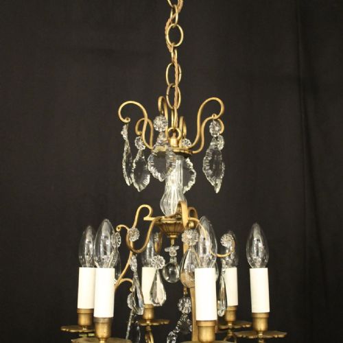 FRENCH GILDED BIRDCAGE 6 LIGHT ANTIQUE CHANDELIER - ADDITIONAL PHOTO 4