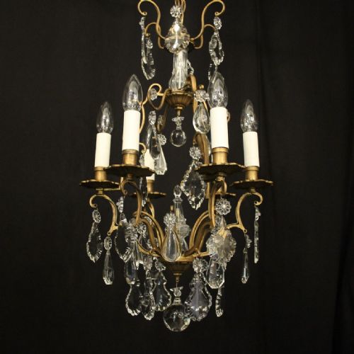 FRENCH GILDED BIRDCAGE 6 LIGHT ANTIQUE CHANDELIER - ADDITIONAL PHOTO 7