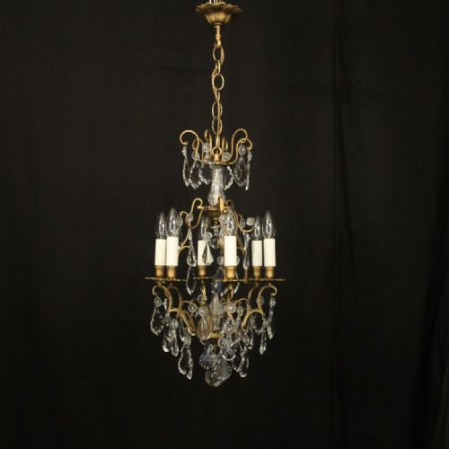 FRENCH GILDED BIRDCAGE 6 LIGHT ANTIQUE CHANDELIER - ADDITIONAL PHOTO 8