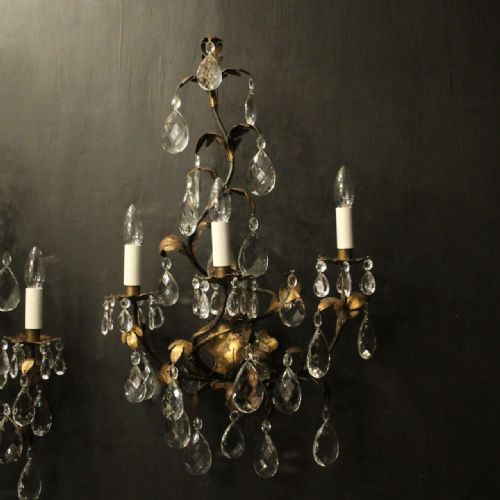 ITALIAN FLORENTINE TRIPLE ARM ANTIQUE WALL LIGHTS - ADDITIONAL PHOTO 1