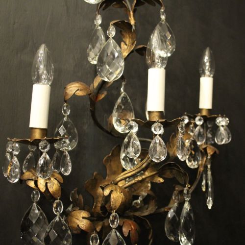 ITALIAN FLORENTINE TRIPLE ARM ANTIQUE WALL LIGHTS - ADDITIONAL PHOTO 4