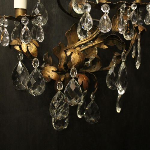 ITALIAN FLORENTINE TRIPLE ARM ANTIQUE WALL LIGHTS - ADDITIONAL PHOTO 6