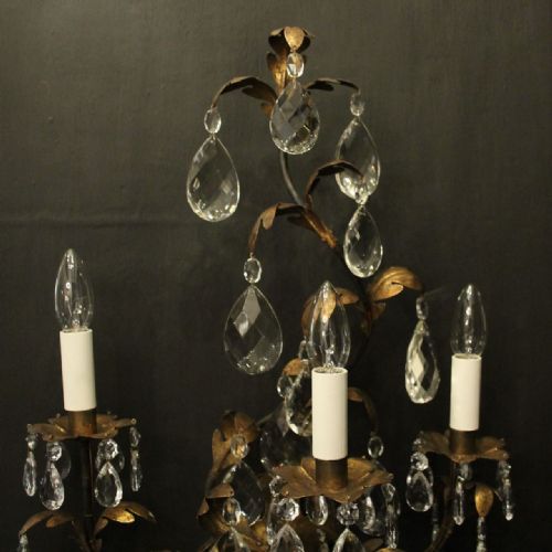 ITALIAN FLORENTINE TRIPLE ARM ANTIQUE WALL LIGHTS - ADDITIONAL PHOTO 8