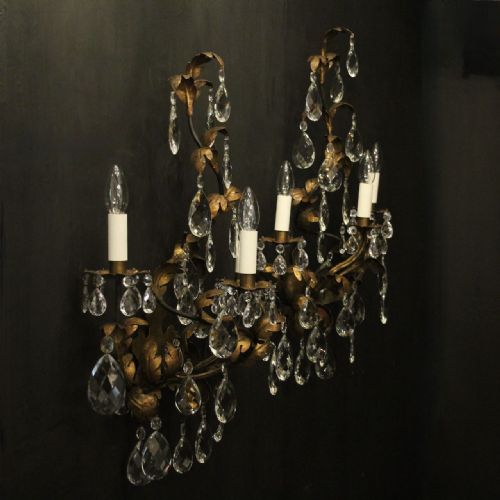 ITALIAN FLORENTINE TRIPLE ARM ANTIQUE WALL LIGHTS - ADDITIONAL PHOTO 9