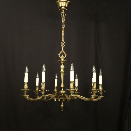 FRENCH GILDED BRASS WIDE 10 LIGHT CHANDELIER - ADDITIONAL PHOTO 1