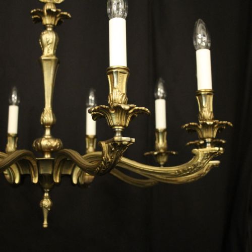 FRENCH GILDED BRASS WIDE 10 LIGHT CHANDELIER - ADDITIONAL PHOTO 3