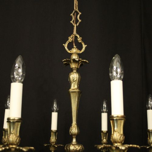 FRENCH GILDED BRASS WIDE 10 LIGHT CHANDELIER - ADDITIONAL PHOTO 7