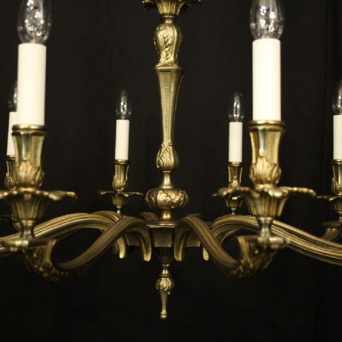 FRENCH GILDED BRASS WIDE 10 LIGHT CHANDELIER - ADDITIONAL PHOTO 8