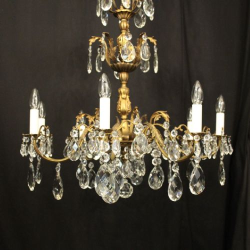 FRENCH GILDED CRYSTAL 8 LIGHT ANTIQUE CHANDELIER - ADDITIONAL PHOTO 1