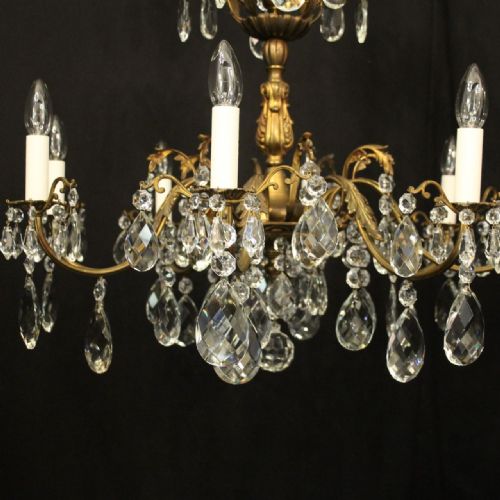 FRENCH GILDED CRYSTAL 8 LIGHT ANTIQUE CHANDELIER - ADDITIONAL PHOTO 2