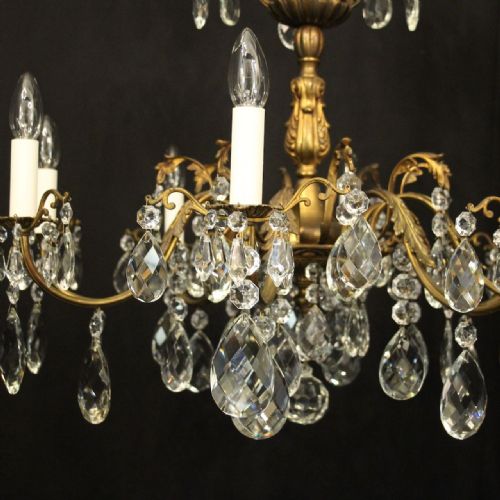 FRENCH GILDED CRYSTAL 8 LIGHT ANTIQUE CHANDELIER - ADDITIONAL PHOTO 3