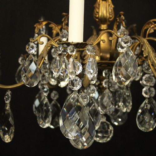 FRENCH GILDED CRYSTAL 8 LIGHT ANTIQUE CHANDELIER - ADDITIONAL PHOTO 4