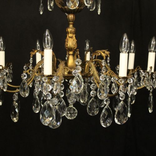 FRENCH GILDED CRYSTAL 8 LIGHT ANTIQUE CHANDELIER - ADDITIONAL PHOTO 5