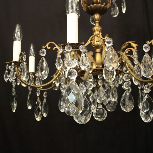 FRENCH GILDED CRYSTAL 8 LIGHT ANTIQUE CHANDELIER - ADDITIONAL PHOTO 6