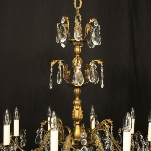 FRENCH GILDED CRYSTAL 8 LIGHT ANTIQUE CHANDELIER - ADDITIONAL PHOTO 7