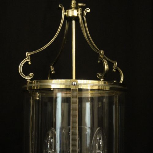 FRENCH PAIR OF TRIPLE LIGHT CONVEX ANTIQUE LANTERNS - ADDITIONAL PHOTO 2