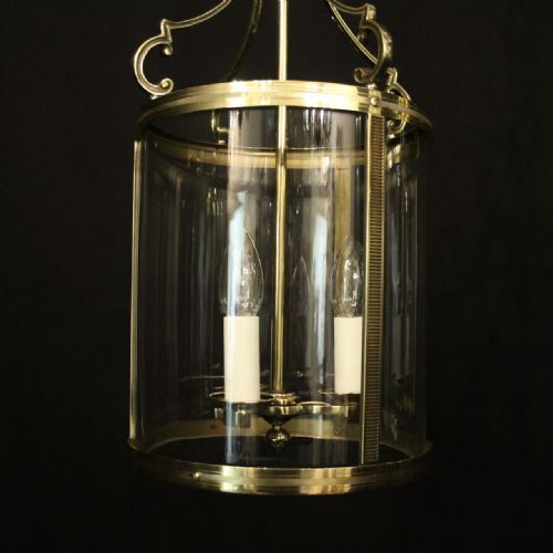 FRENCH PAIR OF TRIPLE LIGHT CONVEX ANTIQUE LANTERNS - ADDITIONAL PHOTO 4