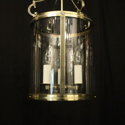 FRENCH PAIR OF TRIPLE LIGHT CONVEX ANTIQUE LANTERNS - ADDITIONAL PHOTO 5