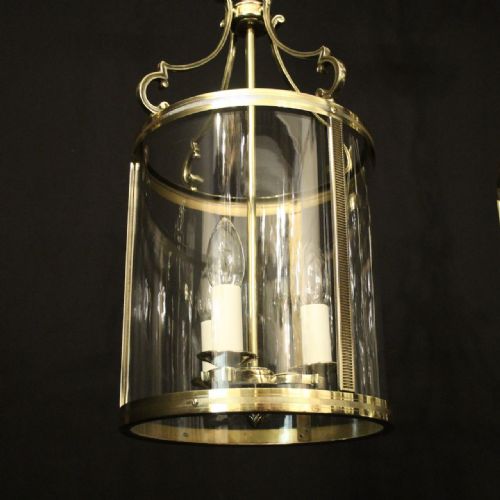 FRENCH PAIR OF TRIPLE LIGHT CONVEX ANTIQUE LANTERNS - ADDITIONAL PHOTO 7