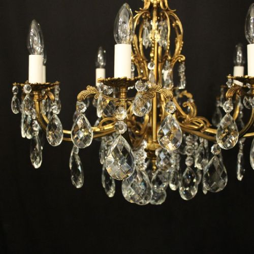 FRENCH GILDED 8 LIGHT ANTIQUE CHANDELIER - ADDITIONAL PHOTO 1