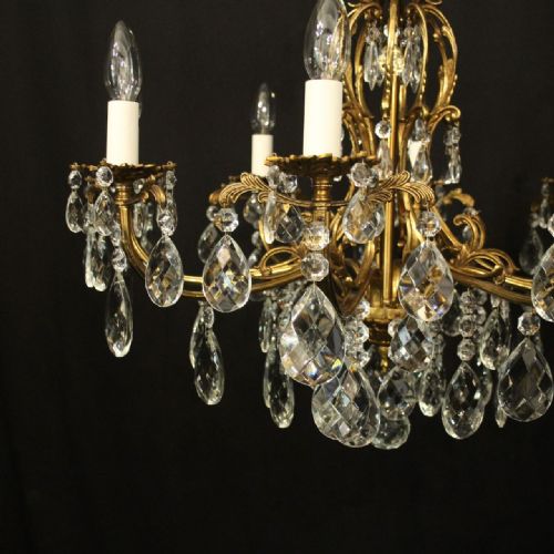 FRENCH GILDED 8 LIGHT ANTIQUE CHANDELIER - ADDITIONAL PHOTO 2