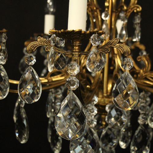 FRENCH GILDED 8 LIGHT ANTIQUE CHANDELIER - ADDITIONAL PHOTO 4